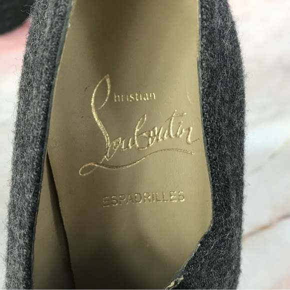 Christian Louboutin Deroba Platform Wedge Peep-toe Gray Espadrille - Picture 10 of 13
